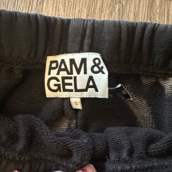 Pam & Gela Women's Jogger Sweatpants Size Small Black Bleach Wash Streetwear - Picture 5 of 9